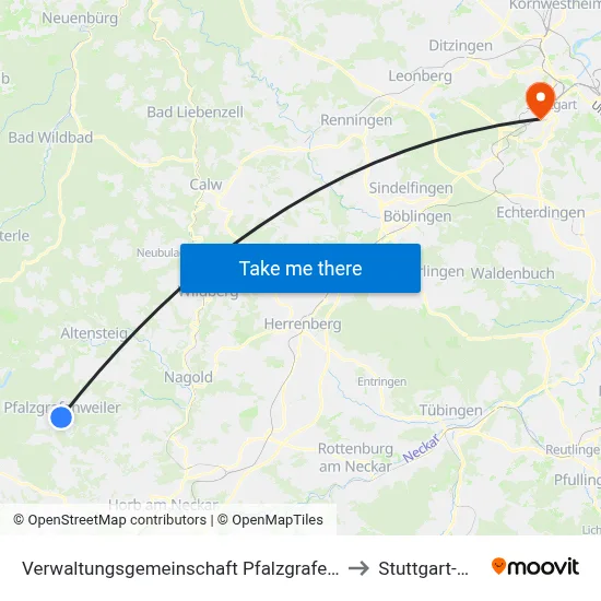 Verwaltungsgemeinschaft Pfalzgrafenweiler to Stuttgart-West map