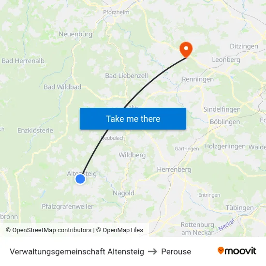 Verwaltungsgemeinschaft Altensteig to Perouse map