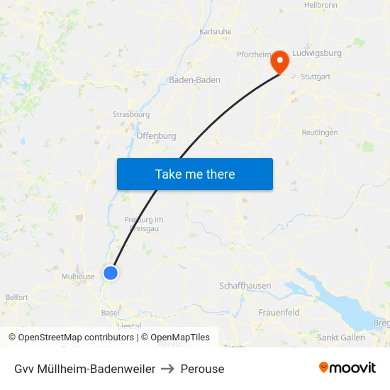 Gvv Müllheim-Badenweiler to Perouse map