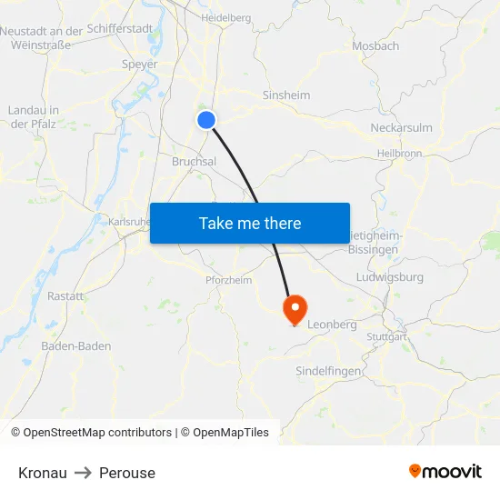 Kronau to Perouse map