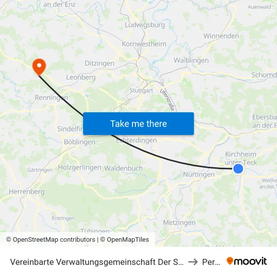 Vereinbarte Verwaltungsgemeinschaft Der Stadt Kirchheim Unter Teck to Perouse map