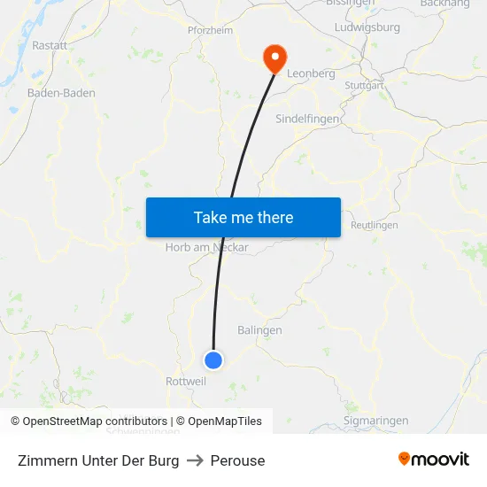 Zimmern Unter Der Burg to Perouse map