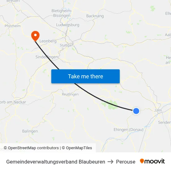 Gemeindeverwaltungsverband Blaubeuren to Perouse map