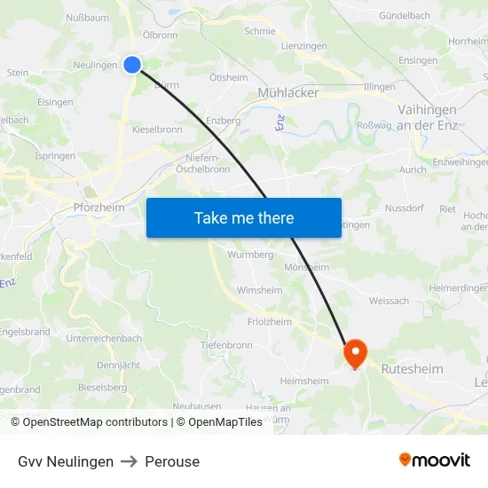 Gvv Neulingen to Perouse map