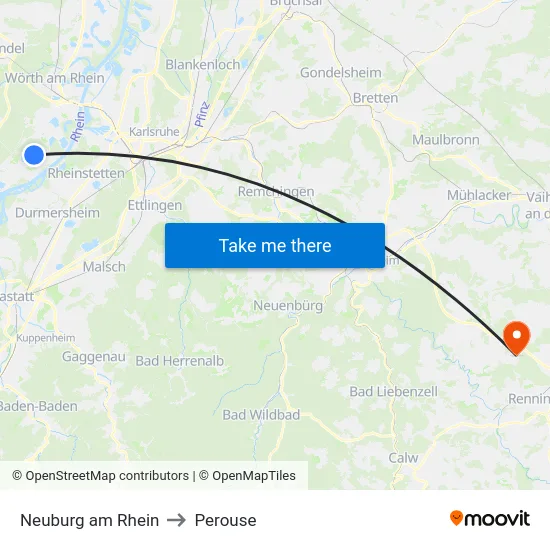 Neuburg am Rhein to Perouse map