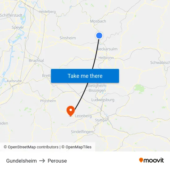 Gundelsheim to Perouse map