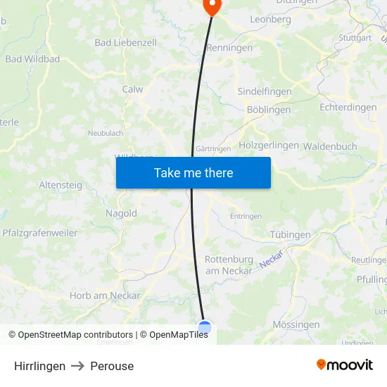 Hirrlingen to Perouse map