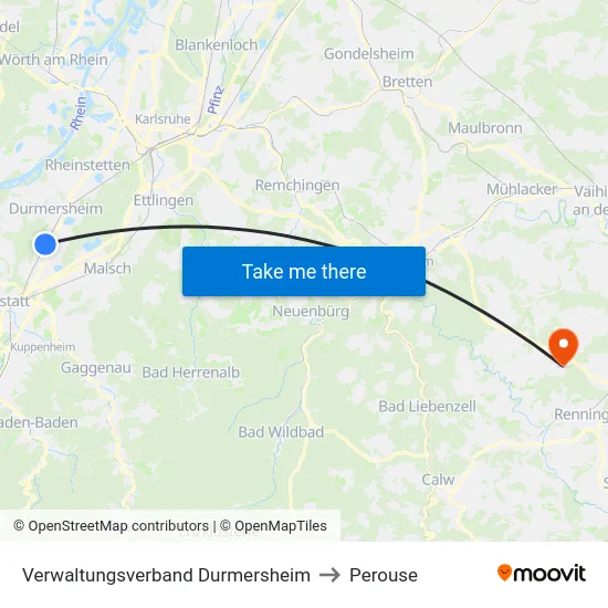 Verwaltungsverband Durmersheim to Perouse map
