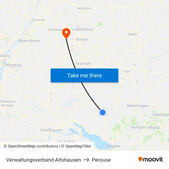 Verwaltungsverband Altshausen to Perouse map