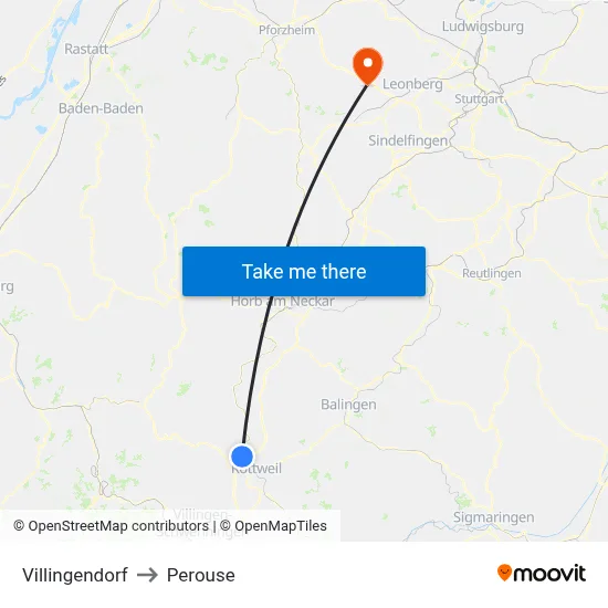 Villingendorf to Perouse map