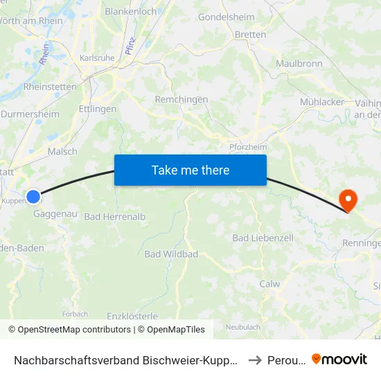 Nachbarschaftsverband Bischweier-Kuppenheim to Perouse map