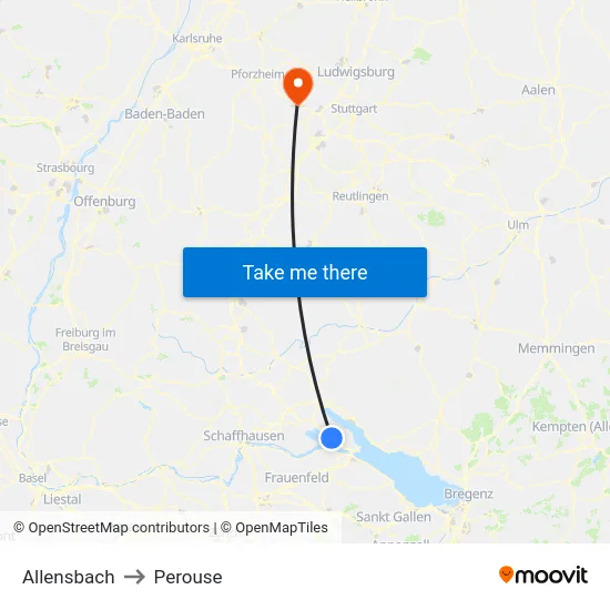 Allensbach to Perouse map