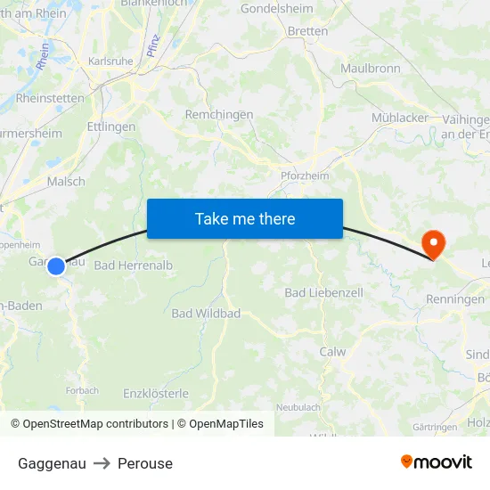 Gaggenau to Perouse map