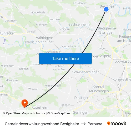 Gemeindeverwaltungsverband Besigheim to Perouse map