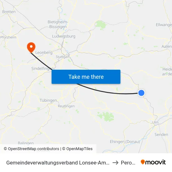 Gemeindeverwaltungsverband Lonsee-Amstetten to Perouse map