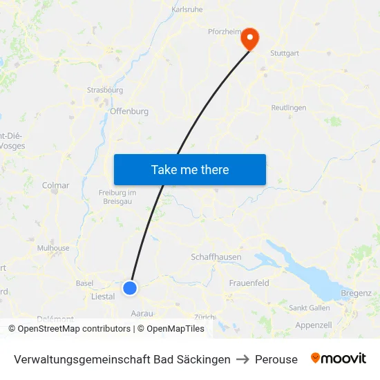 Verwaltungsgemeinschaft Bad Säckingen to Perouse map