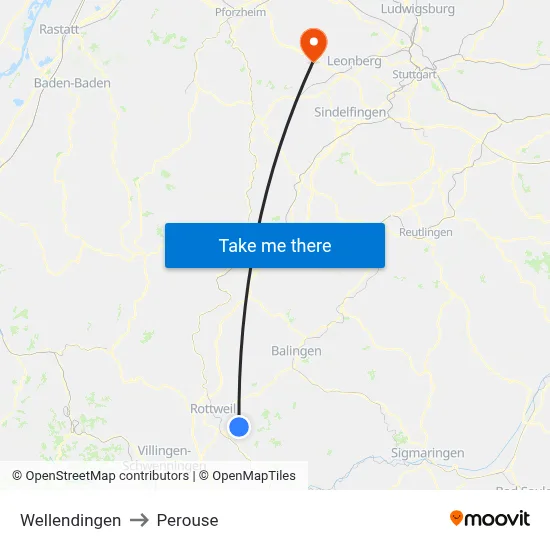 Wellendingen to Perouse map