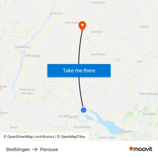 Steißlingen to Perouse map