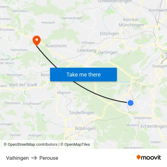 Vaihingen to Perouse map