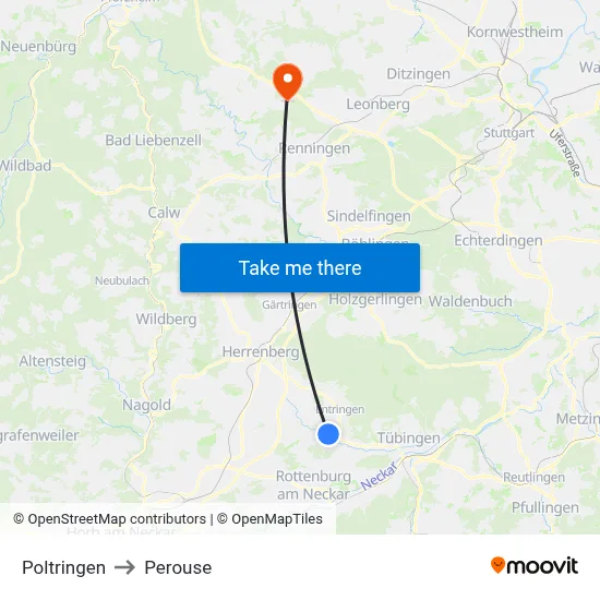 Poltringen to Perouse map