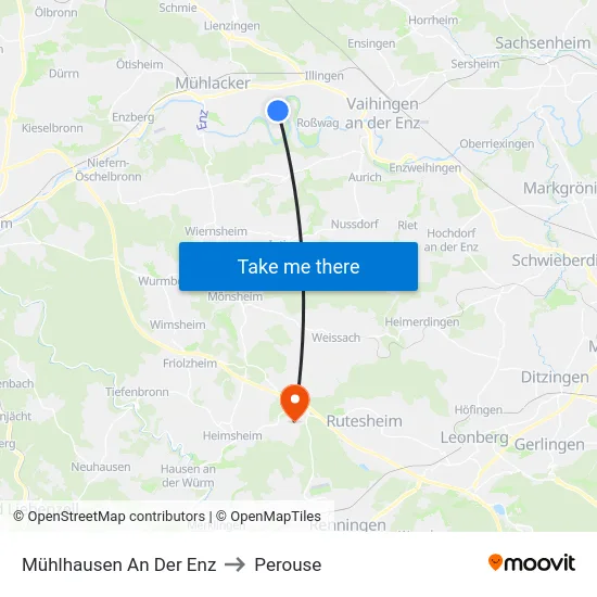 Mühlhausen An Der Enz to Perouse map