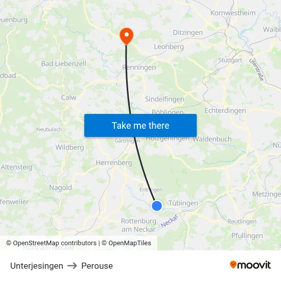 Unterjesingen to Perouse map