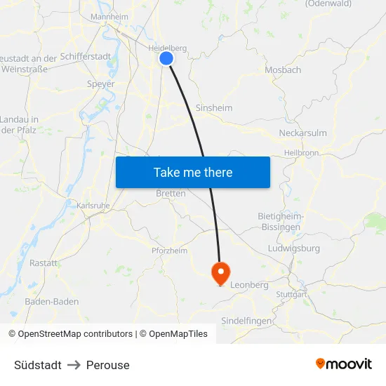 Südstadt to Perouse map
