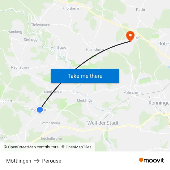 Möttlingen to Perouse map