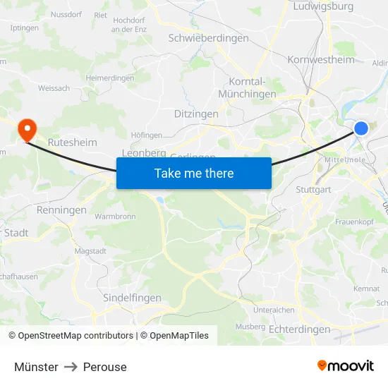 Münster to Perouse map