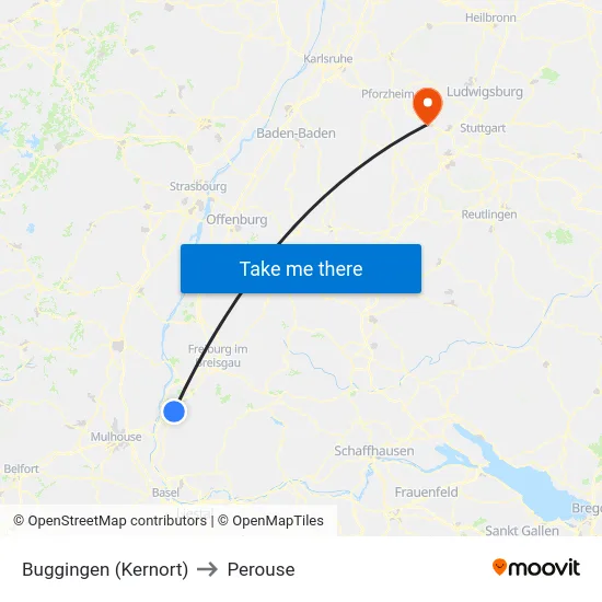 Buggingen (Kernort) to Perouse map