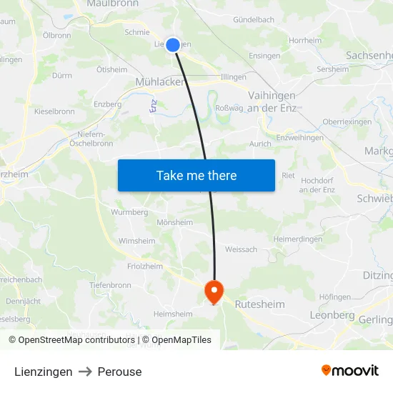 Lienzingen to Perouse map