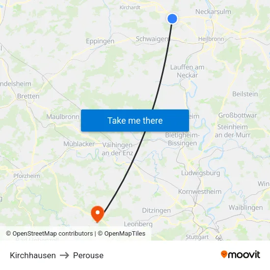 Kirchhausen to Perouse map