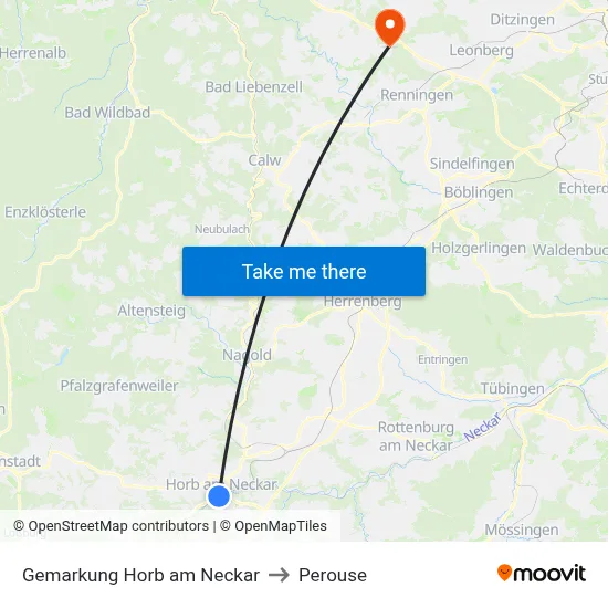 Gemarkung Horb am Neckar to Perouse map