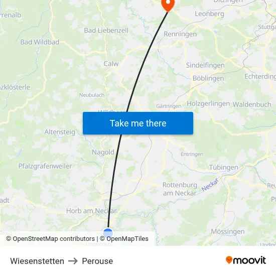 Wiesenstetten to Perouse map
