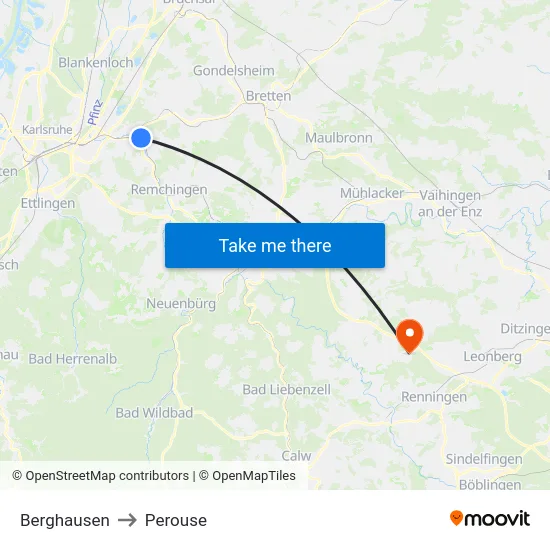 Berghausen to Perouse map