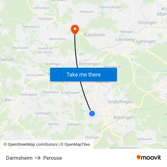 Darmsheim to Perouse map
