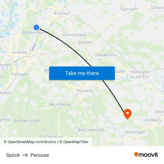 Spöck to Perouse map