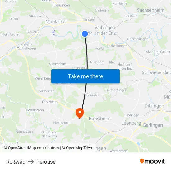 Roßwag to Perouse map