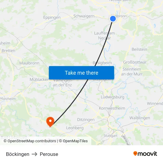 Böckingen to Perouse map