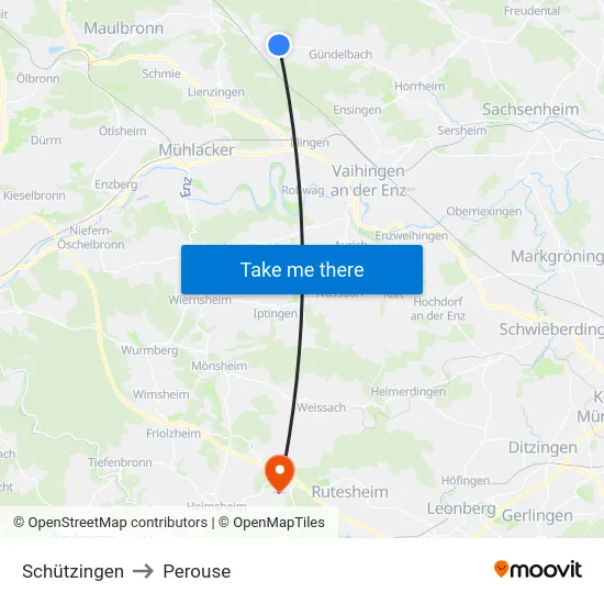 Schützingen to Perouse map