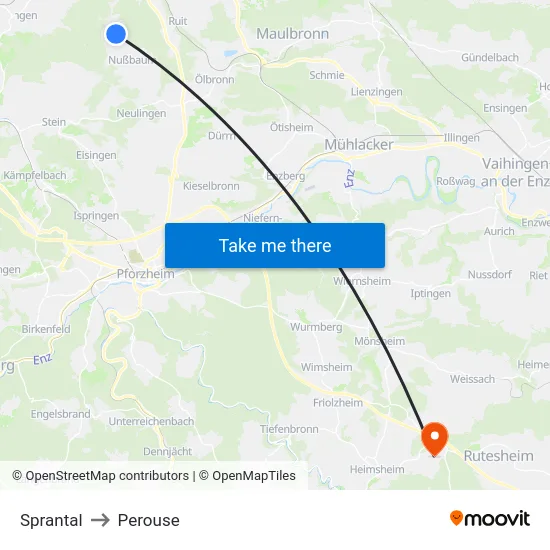 Sprantal to Perouse map