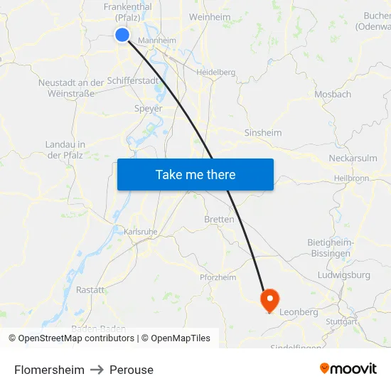 Flomersheim to Perouse map