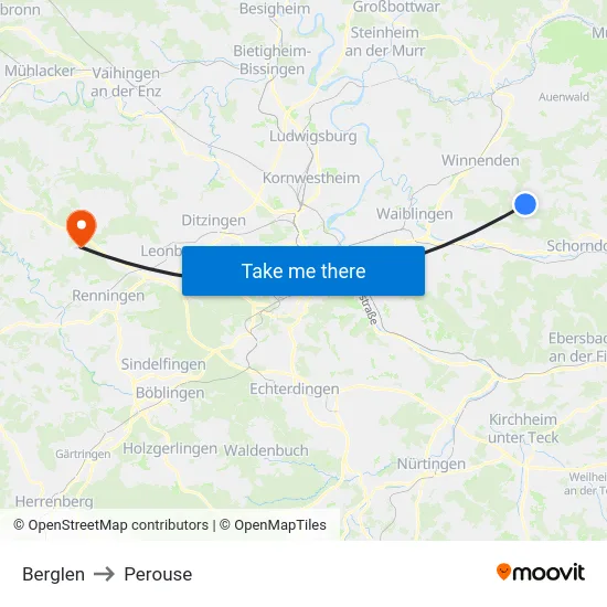 Berglen to Perouse map
