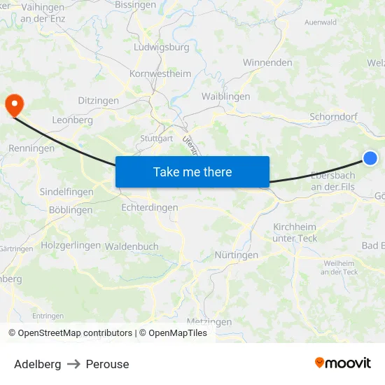 Adelberg to Perouse map