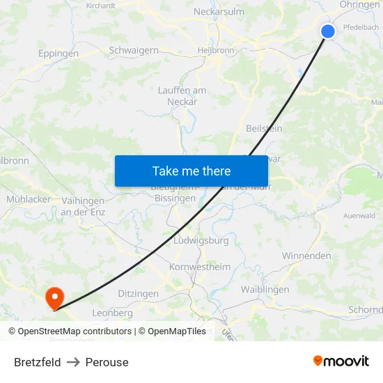 Bretzfeld to Perouse map