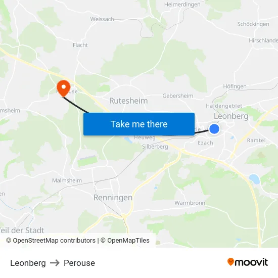 Leonberg to Perouse map