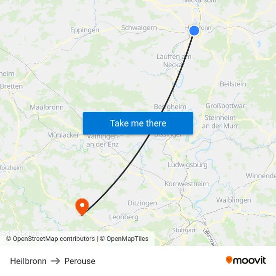 Heilbronn to Perouse map