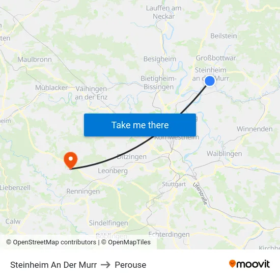 Steinheim An Der Murr to Perouse map