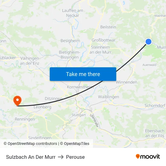Sulzbach An Der Murr to Perouse map