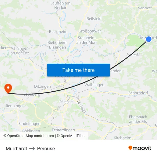 Murrhardt to Perouse map